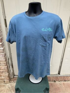 Salt Life, Men's Pocket T‑Shirt in Slate Blue, Size Large